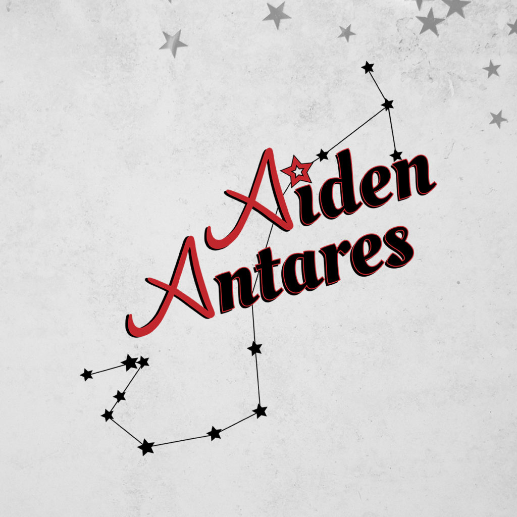 Aiden Antares' logo based with the scorpio constelation and the Antares star dotting the "i" in Aiden